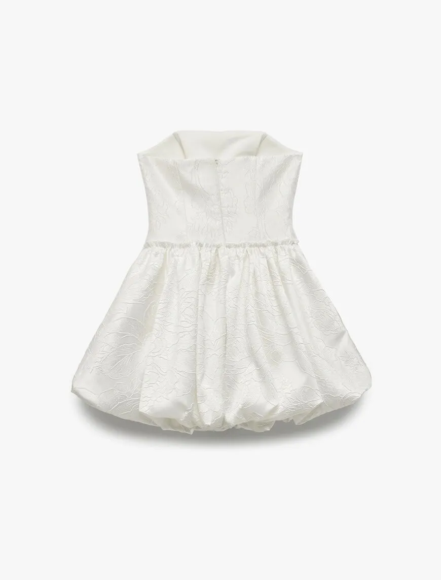 White strapless dress back view