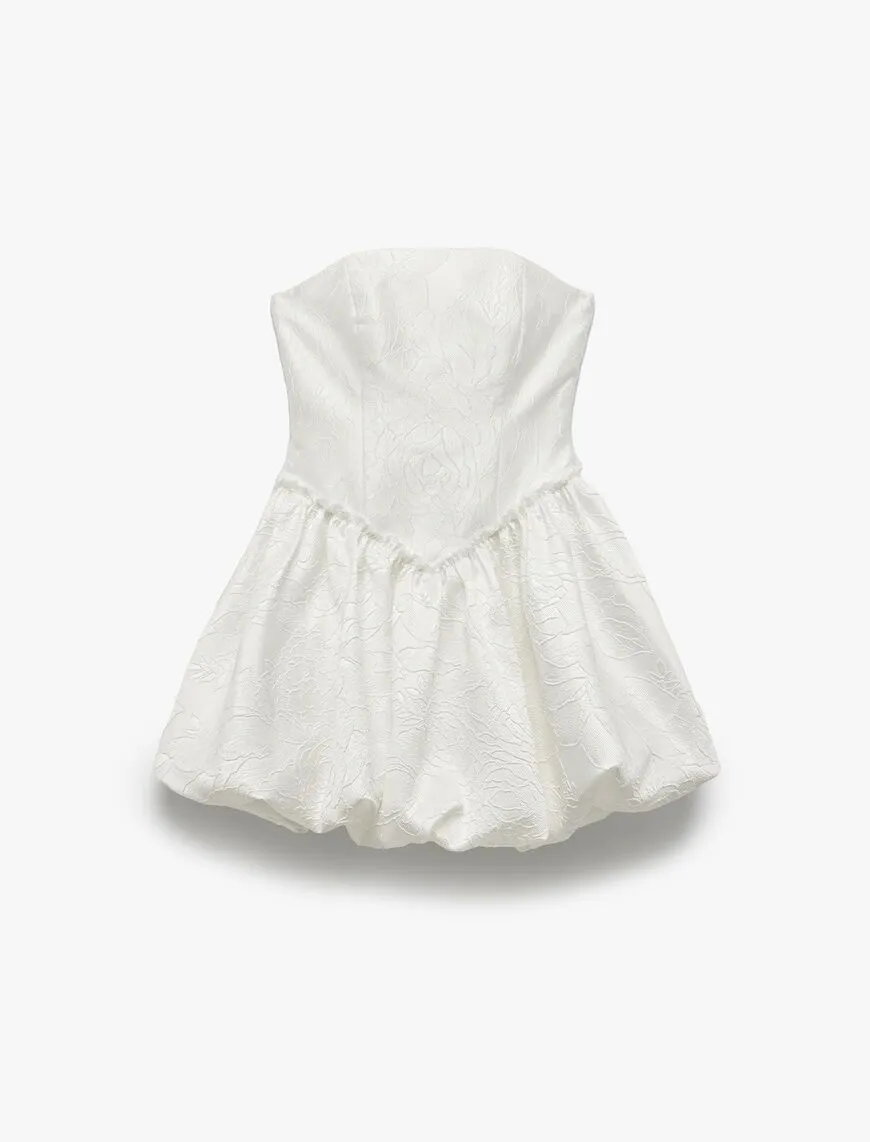 White strapless dress flat front view